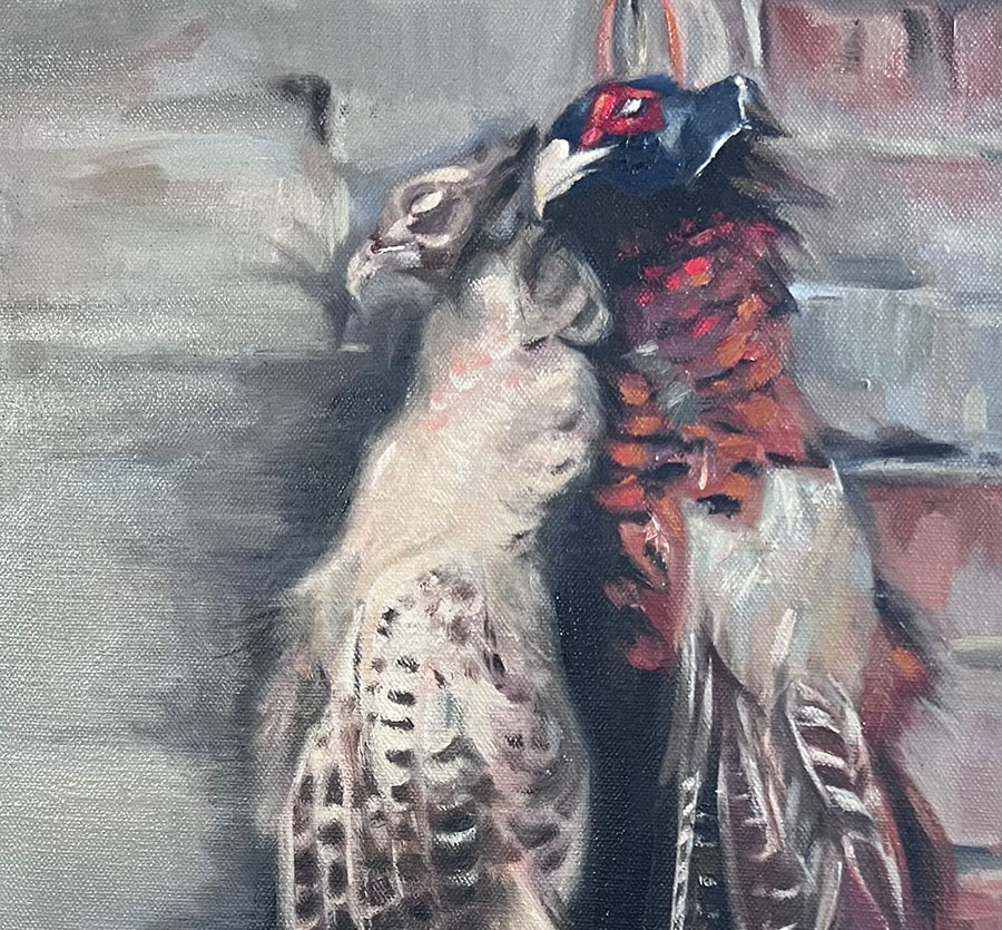 Brace of Pheasants, Oil on canvas artwork by Clementina Raynsford, London