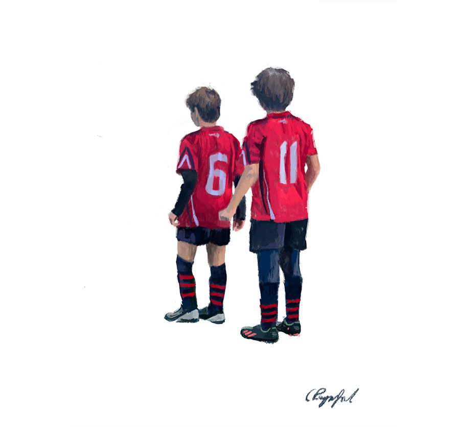 Thomas' Football Tournament- Personalised digital family artwork London. Clementina Raynsford